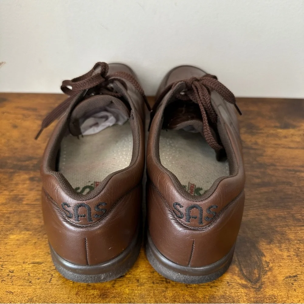 SAS Time Out Brown Leather Comfort Walking Shoes Lace Up Sneaker Men's